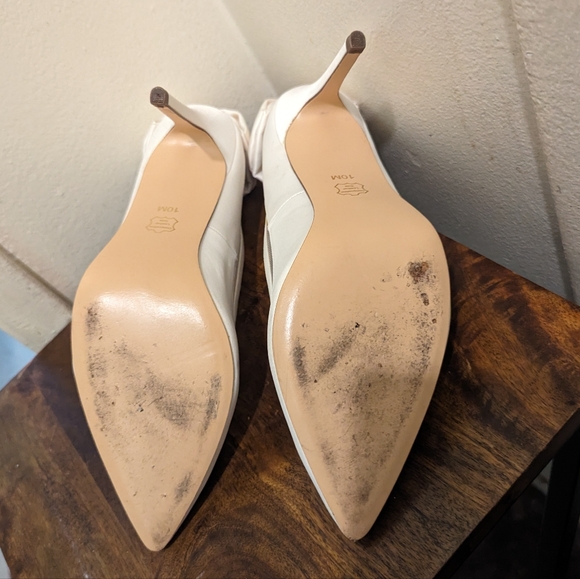 I. Miller Reyhan Women's Pumps Heels Pointed Toe White Bow Satin Mesh Bridal- 10 - Picture 8 of 10